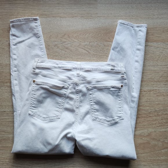 7 For All Mankind Gwenevere High Waist Ankle Skinny White Jeans Stretch - Picture 7 of 11